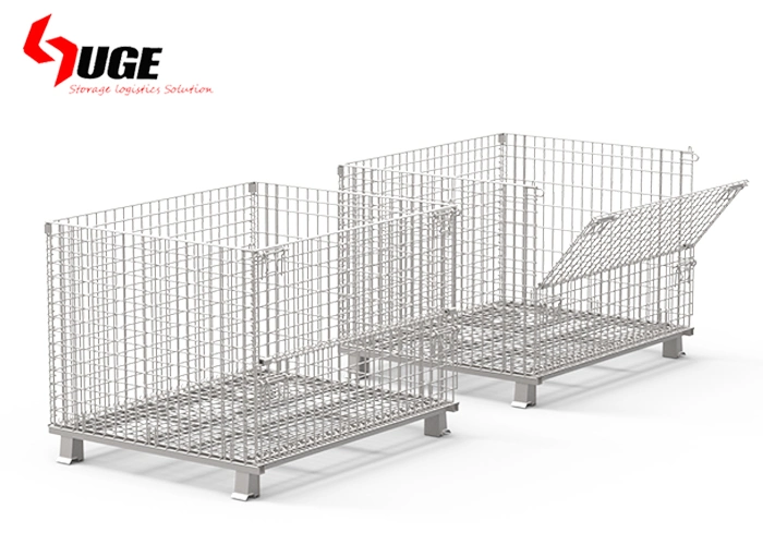 Heavy Wire Mesh Container Foldable Pallet Warehouse Lockable Storage Cages