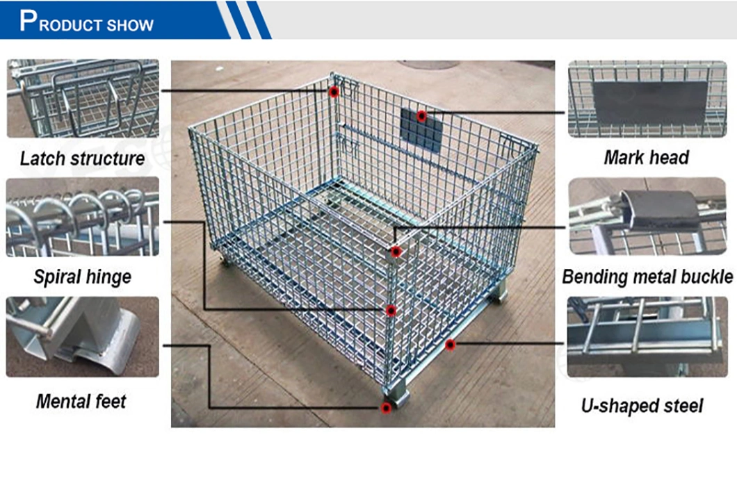 High Quality Storage Stackable Industrial Folding Galvanized Welded Wire Mesh Container