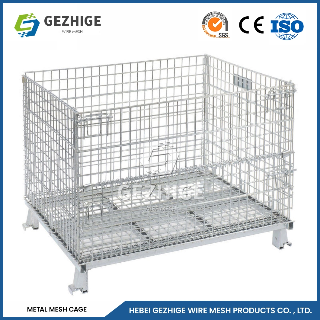 Gezhige Wholesale OEM Custom Lockable Stackable Metal Welded Wire Mesh Container Steel Storage Cage