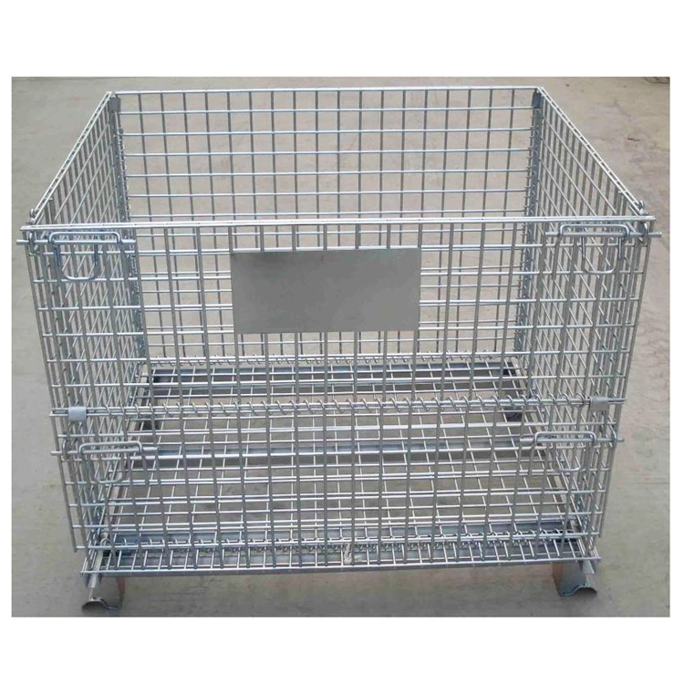 Industrial Folding Rolling Metal Steel Wire Mesh Warehouse Storage Cage