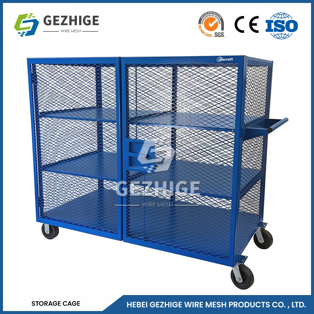 Gezhige High Quality Steel Wheels 50X50 Storage Cages Wire Mesh Pallet Cage High Load Capacity Storage Cages