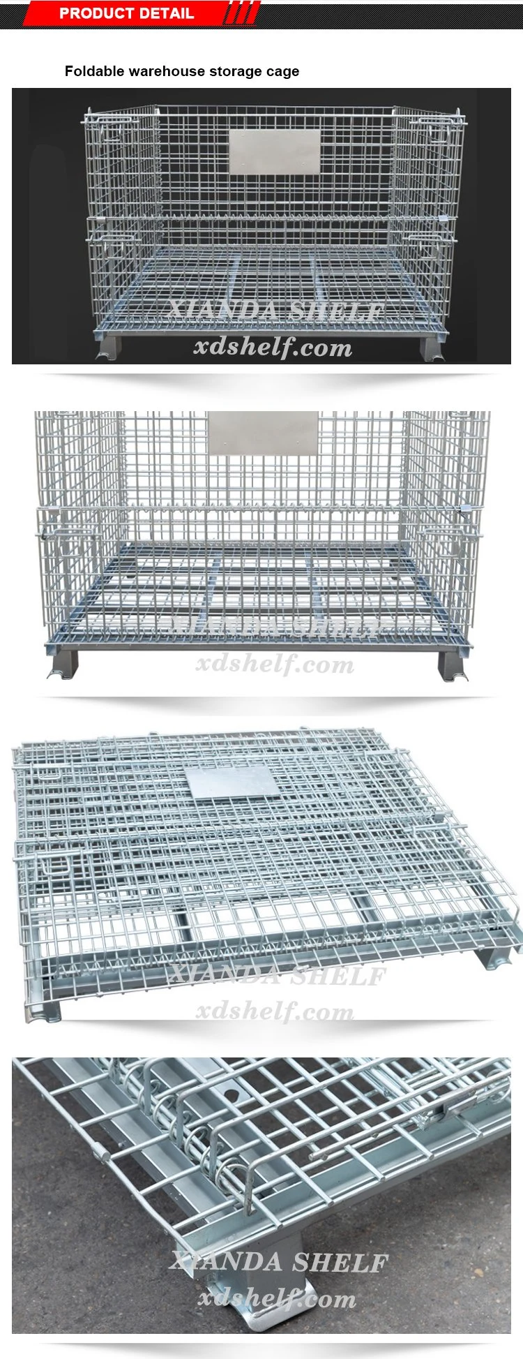 Manufacture Adjustable Carton Package Customized Foldable Bin Wheel Cage Warehouse Storage Pallet Rack