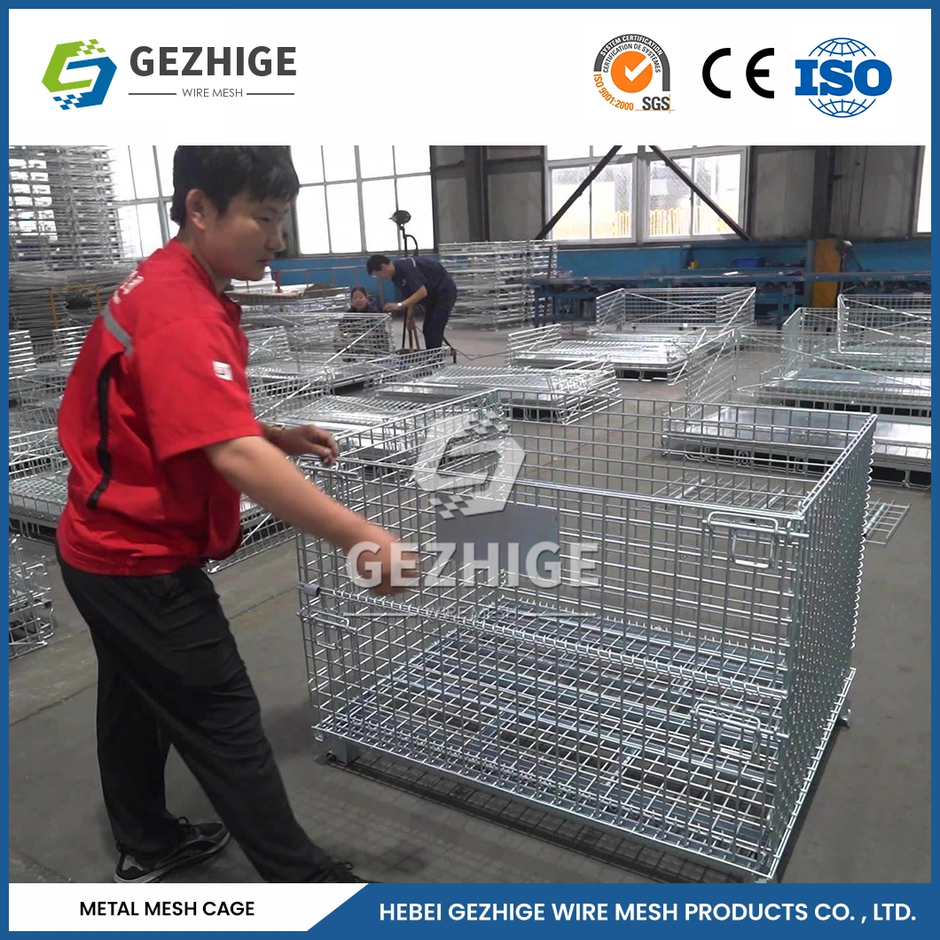 Gezhige Wholesale OEM Custom Lockable Stackable Metal Welded Wire Mesh Container Steel Storage Cage