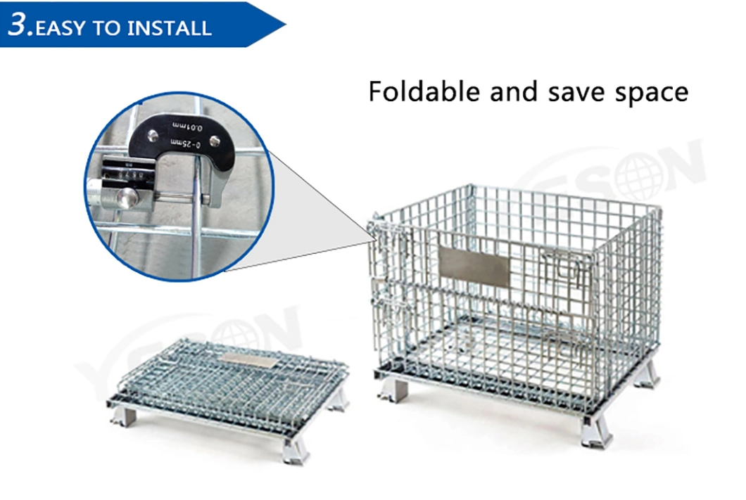 Wholesale Collapsible Lockable Wire Mesh Container Metal Storage Cages for Warehouse