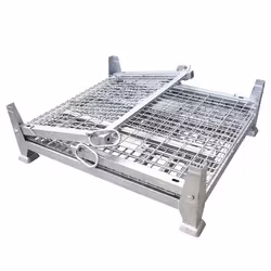 Cojinete alto de malla de alambre galvanizado plegable Stillage/jaula para almacenamiento en almacén