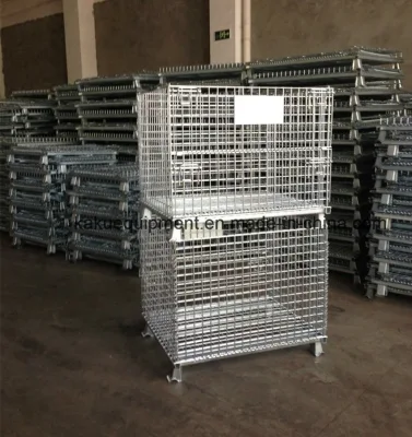 Stillage de malla soldada con autógena de acero galvanizado doblado apilable